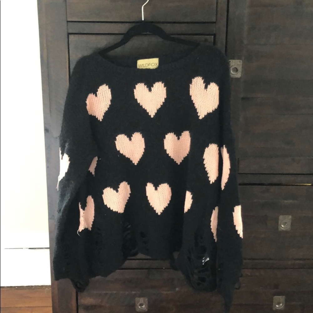 Wildfox all over love Lennon hearts pink sweater